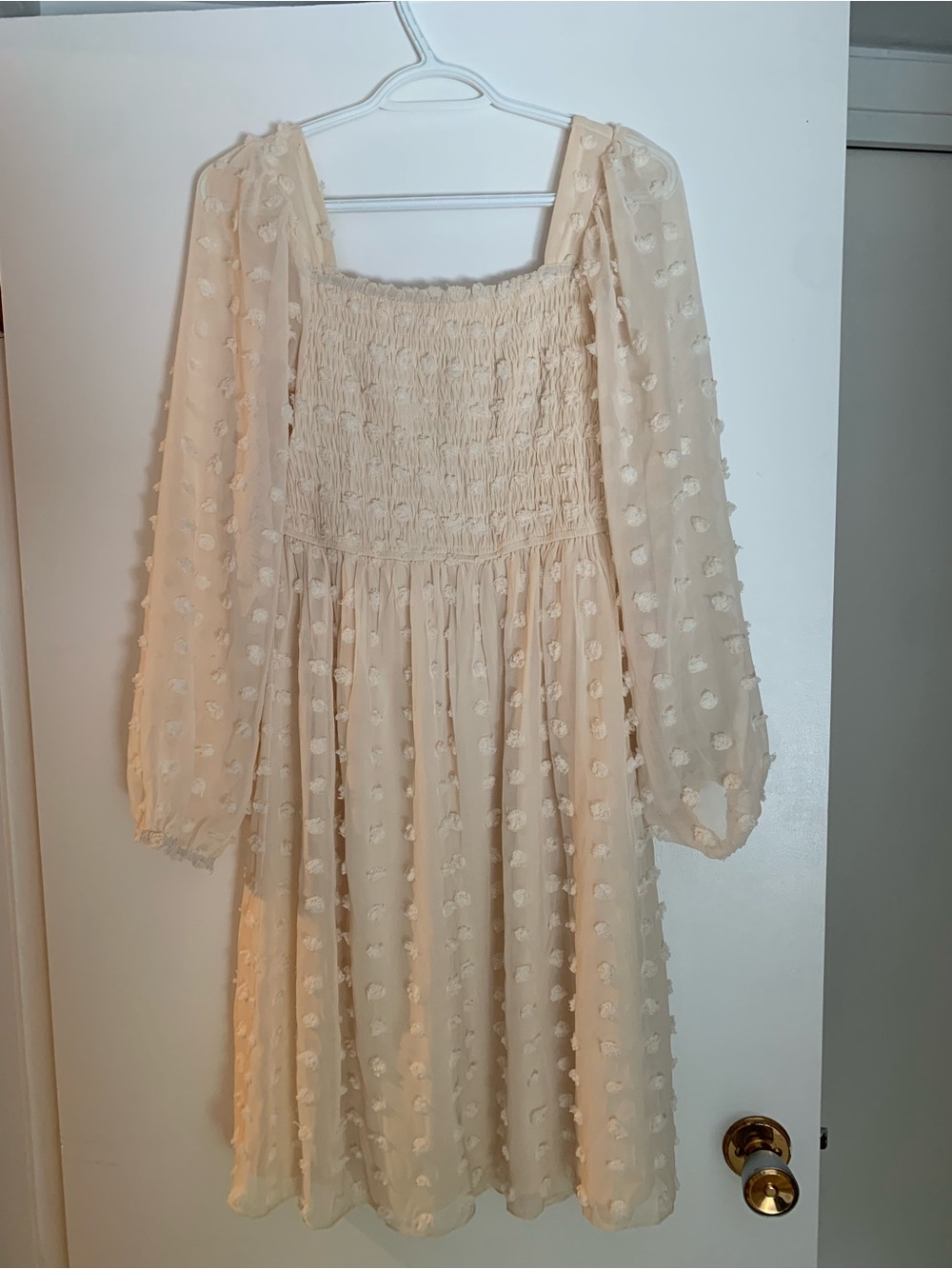 Ivory Swiss Dot Smocked Babydoll Dress